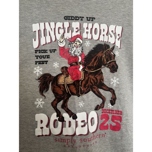 Simply Southern Women’s XL Jingle Horse Rodeo - Santa Claus - Vintage Look - Picture 1 of 14